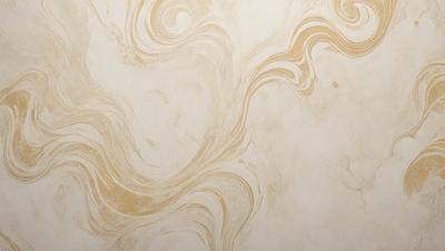 The primary subject of the image is a wall with a patterned design. The setting is a room with a white wall, and the visual style appears to be a combination of a photo and a digital art or illustration. The dominant colors in the image are gold and white, creating a warm and elegant atmosphere.