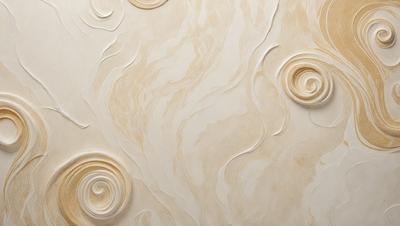 The primary subject of the image is a wall with a patterned design. The setting is a room with a white wall, and the visual style appears to be a combination of photo and digital art. The colors and mood of the image are predominantly white, giving it a clean and minimalist appearance.