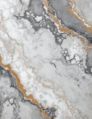 The image features a marble wall with a pattern of white and gold. The wall appears to be textured and has a unique design. The primary subject of the image is the marble wall, which serves as the main focus of the scene. The setting is a room with the marble wall as the background, creating a visually appealing and luxurious atmosphere. The visual style of the image is a combination of photo and digital art, as it captures the intricate details of the marble wall while also showcasing its