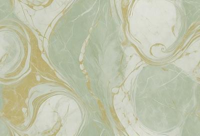 The primary subject of the image is a marble wall with a patterned design. The setting is a room with a green and white color scheme. The visual style is a combination of a photo and digital art, creating a unique and intricate pattern. The colors and mood of the image are predominantly green and white, giving it a clean and elegant appearance.