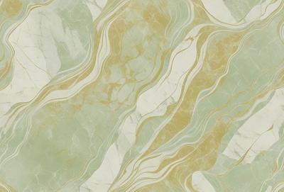 The primary subject of the image is a marble-like pattern with a gold and green color scheme. The setting is a wall, and the visual style appears to be a combination of a photo and a digital art or illustration. The colors and mood of the image are warm and inviting, with the gold and green tones creating a sense of luxury and sophistication.