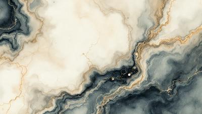 The primary subject of the image is a painting of a cloudy sky. The setting is a white background, and the visual style appears to be a combination of digital art and illustration. The colors in the painting are predominantly blue and white, creating a calm and serene atmosphere.