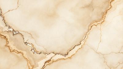 The primary subject of the image is a drawing of a crack in a marble surface. The setting is a white marble surface, and the visual style appears to be a combination of drawing and painting. The colors and mood of the image are predominantly white, with some yellow and brown tones, giving it a somewhat aged or weathered appearance.