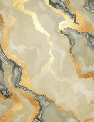 The primary subject of the image is a marble-like pattern with gold accents. The setting is a white and gold marble-like surface, which serves as the background. The visual style is a combination of digital art and illustration, creating a unique and eye-catching design. The colors and mood of the image are predominantly white and gold, giving it a luxurious and elegant appearance.