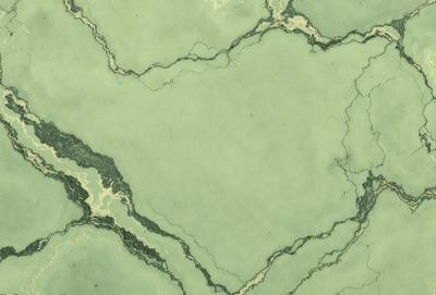 The image features a green marble-like surface with a pattern of swirls and lines. The primary subject is the marble, which is the main object, scene, or focus of the image. The setting is a natural environment, with the marble being the backdrop. The visual style is a combination of photo and digital art, as the marble appears to be a digital artwork with a natural texture. The colors and mood are predominantly green, with a sense of depth and intricacy in the marble pattern