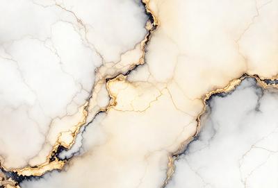 The primary subject of the image is a marble surface with a yellowish tint. The setting is a white marble wall, and the visual style is a close-up of the marble surface. The colors and mood of the image are predominantly white and yellow, giving it a warm and natural appearance.