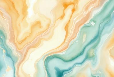 The primary subject of the image is a colorful, swirling pattern on a wall. The setting is a room with a blue and white color scheme. The visual style is a combination of digital art and illustration, creating a vibrant and dynamic scene. The dominant colors are blue, white, and orange, giving the image a lively and energetic atmosphere.