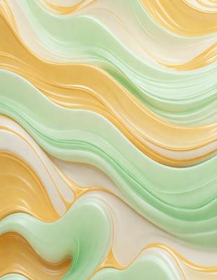 The primary subject of the image is a large, colorful, and textured wall. The setting is a room with a green and yellow color scheme. The visual style is a combination of digital art and illustration, creating a vibrant and dynamic appearance. The dominant colors are green and yellow, giving the wall a lively and energetic atmosphere.
