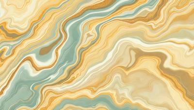 The primary subject of the image is a marble-like pattern, which is the main focus of the image. The setting is a blue and yellow marbled surface, which serves as the backdrop for the pattern. The visual style of the image is a combination of a photo and digital art, creating a unique and intricate design. The colors and mood of the image are vibrant and lively, with the blue and yellow hues creating a sense of depth and richness.