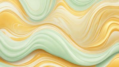 The primary subject of the image is a large, colorful, and abstract painting. The painting features a mix of yellow, green, and white colors, creating a vibrant and lively atmosphere. The setting is a wall, and the visual style appears to be a combination of digital art and illustration. The painting is displayed on a wall, showcasing its artistic and creative elements.