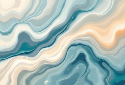 The primary subject of the image is a blue and white ocean wave. The setting is a blue and white ocean, with the wave being the main focus of the image. The visual style is a digital art or illustration, as the wave is depicted in a detailed and artistic manner. The colors and mood of the image are predominantly blue and white, creating a serene and calming atmosphere.