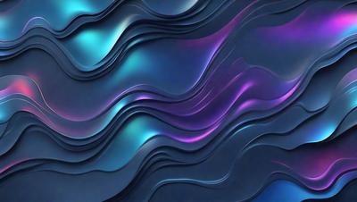 The primary subject of the image is a blue and purple wave pattern, which is a digital artwork. The setting is a blue background, and the visual style is a combination of digital art and illustration. The dominant colors are blue and purple, creating a calming and serene atmosphere.