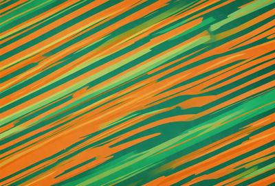 The primary subject of the image is a green and orange striped pattern. The setting is a wall, and the visual style appears to be a digital art or illustration. The dominant colors are green and orange, creating a vibrant and lively atmosphere.