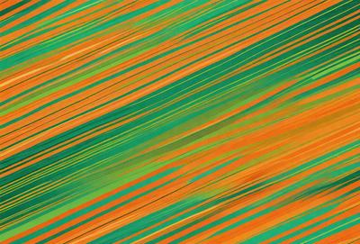 The primary subject of the image is a green and orange striped pattern. The setting is a colorful background, possibly a painting or a digital artwork. The visual style appears to be a combination of a photo and a digital art, creating a vibrant and lively atmosphere. The dominant colors are green and orange, which contribute to the overall mood of the image.