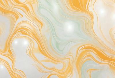 The primary subject of the image is a yellow and green swirling pattern, which appears to be a painting or a digital artwork. The setting is a wall, and the visual style suggests that it is a digital artwork. The dominant colors in the image are yellow and green, creating a vibrant and lively atmosphere.