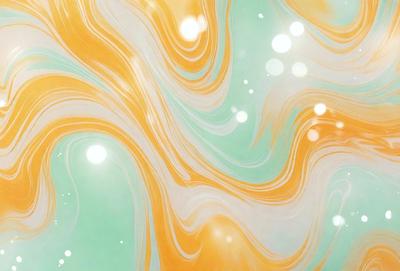 The primary subject of the image is a swirling pattern of yellow, green, and blue colors. The setting is a background of a yellow and blue swirl, which creates a vibrant and dynamic visual style. The colors and mood of the image are lively and energetic, with the swirling pattern evoking a sense of movement and fluidity.