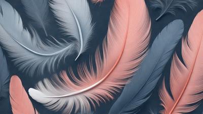 The primary subject of the image is a close-up of a pink and white feather. The setting is a dark background, which contrasts with the vibrant colors of the feather. The visual style appears to be a photo, as it captures the intricate details of the feather. The dominant colors are pink and white, creating a warm and elegant atmosphere.