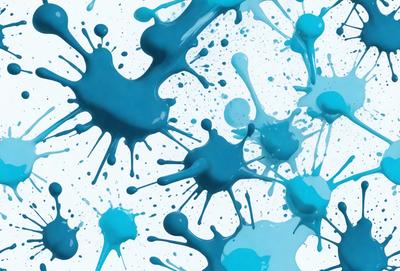 The primary subject of the image is a blue splash of paint, which is the main focus of the scene. The setting is a white background, which provides a clean and uncluttered environment for the paint splash. The visual style of the image is a digital art or illustration, as it appears to be a computer-generated or digitally created piece. The dominant colors in the image are blue and white, creating a calm and soothing atmosphere.
