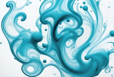 The primary subject of the image is a blue and white swirl pattern, which appears to be a digital art or illustration. The setting is a white background, and the visual style is a combination of digital art and illustration. The dominant colors are blue and white, creating a calming and soothing atmosphere.