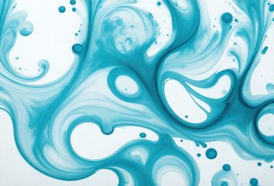 The primary subject of the image is a blue and white painting of a swirling, flowing pattern. The setting is a white background, which provides a clean and uncluttered appearance. The visual style is a combination of artistic expression and digital art, creating a unique and captivating piece. The dominant colors are blue and white, which evoke a sense of calmness and tranquility.