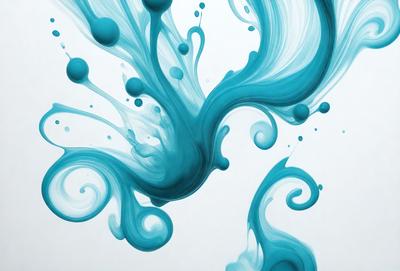 The primary subject of the image is a blue and white painting of a swirling, flowing design. The setting is a white background, which provides a clean and uncluttered environment for the artwork. The visual style is a combination of digital art and illustration, creating a unique and eye-catching piece. The dominant colors are blue and white, which evoke a sense of calmness and tranquility.