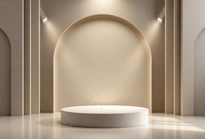 The primary subject of the image is a white, circular object, possibly a sculpture or a decorative piece, placed in a room with a white wall. The setting appears to be a modern, minimalist space. The visual style of the image is a photo, capturing the details of the white object and the surrounding environment. The colors and mood of the image are predominantly white, giving it a clean and minimalist appearance.