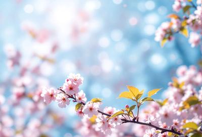 The primary subject of the image is a tree filled with pink flowers. The tree is located in a bright, sunny environment, with a blue sky in the background. The visual style of the image is a photo, capturing the beauty of the tree and its flowers. The colors and mood of the image are predominantly pink, creating a warm and inviting atmosphere.