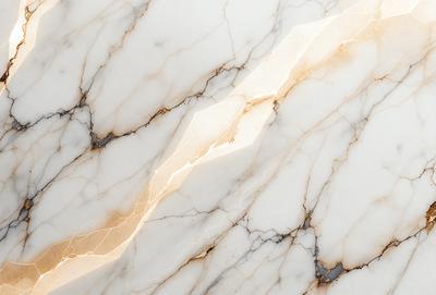 The primary subject of the image is a marble wall with a white and gold color scheme. The setting is a room with a white marble floor. The visual style is a close-up of the marble wall, showcasing its texture and patterns. The colors and mood of the image are elegant and sophisticated, with the white marble providing a clean and refined appearance.