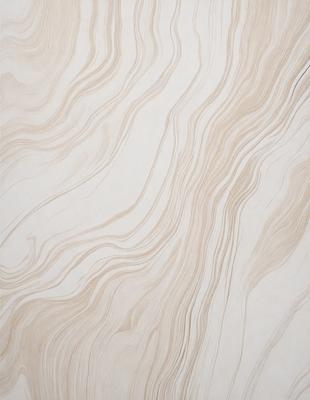 The primary subject of the image is a white marble wall with a pattern of swirls and waves. The setting is a room with a white marble floor, which complements the wall. The visual style is a close-up of the marble wall, showcasing its intricate design. The colors and mood of the image are predominantly white, giving it a clean and elegant appearance.
