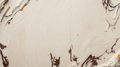 The primary subject of the image is a brown and white painting on a white surface. The painting features a brown and white pattern, giving it a unique and artistic appearance. The setting is a white wall, which serves as the background for the painting. The visual style of the image is a painting, showcasing the artist's skill in creating a visually appealing and intricate design. The colors and mood of the painting are warm and inviting, with the brown and white pattern creating a sense of harmony and balance.