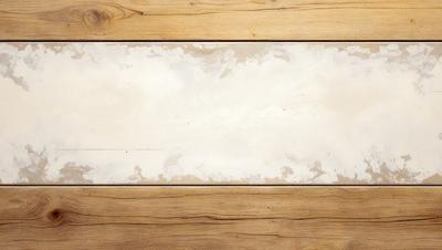 The primary subject of the image is a white, wooden table. The table appears to be old and worn, with a cloudy, white surface. The setting is a room with a wooden floor, and the visual style is a photo. The colors and mood of the image are predominantly white, giving it a clean and minimalist appearance.