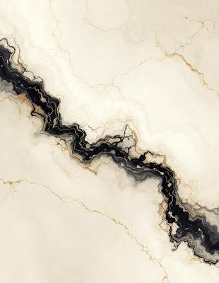 The primary subject of the image is a marble countertop with a black and white pattern. The setting is a kitchen, and the visual style is a close-up of the countertop. The colors and mood of the image are predominantly black and white, giving it a classic and elegant appearance.