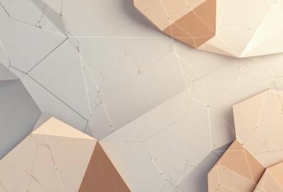 The primary subject of the image is a wall with a pattern of triangles and diamonds. The setting is a white wall, and the visual style appears to be a combination of digital art and illustration. The colors and mood of the image are predominantly white and neutral, creating a clean and minimalist atmosphere.