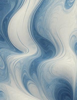 The primary subject of the image is a blue and white swirling pattern, which appears to be a painting or a digital artwork. The setting is a blue and white background, which complements the swirling pattern. The visual style is a combination of painting and digital art, creating a unique and captivating visual experience. The colors and mood of the image are predominantly blue and white, giving it a calming and serene atmosphere.