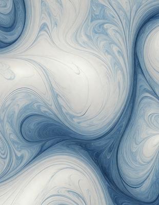 The primary subject of the image is a blue and white swirling pattern, which appears to be a digital art or illustration. The setting is a white surface, possibly a wall or a canvas, with the swirling pattern as the main focus. The visual style is a combination of digital art and illustration, creating a unique and captivating design. The colors and mood of the image are predominantly blue and white, giving it a calming and serene atmosphere.