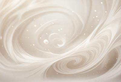 The primary subject of the image is a swirling, white, and blue pattern. The setting is a white background, and the visual style appears to be a combination of digital art and illustration. The dominant colors are white and blue, creating a sense of calmness and tranquility.