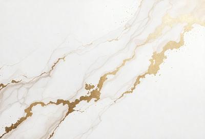 The primary subject of the image is a marble wall with gold accents. The setting is a white marble wall, and the visual style is a photo. The dominant colors are white and gold, creating a luxurious and elegant atmosphere.