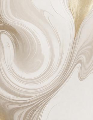The primary subject of the image is a white marble wall with a pattern of swirls and waves. The setting is a room with a white marble floor, and the visual style is a combination of a photo and digital art. The dominant colors are white and gray, creating a clean and elegant atmosphere.
