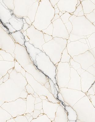 The primary subject of the image is a marble wall with a crack in it. The setting is a room with a white marble surface. The visual style is a close-up of the marble wall, showcasing its texture and details. The colors and mood of the image are predominantly white, giving it a clean and elegant appearance.
