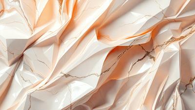 The primary subject of the image is a white marble wall with a gold-colored pattern. The setting is a room with a white marble wall, and the visual style is a combination of photo and digital art. The dominant colors are white and gold, creating a luxurious and elegant atmosphere.