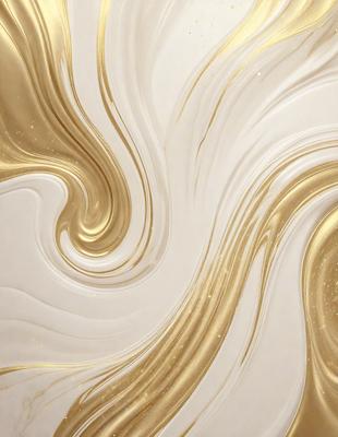 The primary subject of the image is a white and gold swirl pattern. The setting is a white and gold wall, which serves as the background. The visual style is a combination of digital art and illustration, creating a unique and eye-catching design. The dominant colors are white and gold, giving the image a clean and elegant appearance.