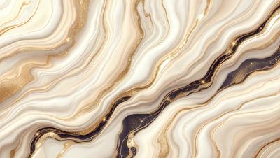The primary subject of the image is a marble-like pattern with gold and white colors. The setting is a wall, and the visual style appears to be a combination of a photo and digital art. The dominant colors are gold and white, creating a luxurious and elegant atmosphere.