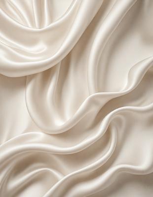 The primary subject of the image is a white fabric, possibly a sheet or a curtain, with a flowing and wavy pattern. The setting is a white background, which provides a clean and minimalist appearance. The visual style is a close-up of the fabric, showcasing its texture and details. The colors and mood of the image are predominantly white, giving it a clean, elegant, and serene atmosphere.