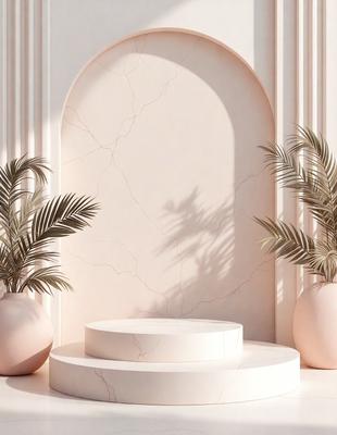 The primary subject of the image is a white marble wall with a large, empty space on it. The setting is a room with a white marble floor and a white marble bench. The visual style is a photo, and the colors and mood are predominantly white, giving the scene a clean and minimalist appearance.