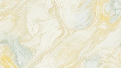 The primary subject of the image is a white and yellow marbled wallpaper with a swirling pattern. The setting is a room with a white and blue color scheme. The visual style is a patterned wallpaper, and the colors and mood are warm and inviting.