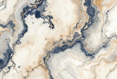 The image features a white and blue marble pattern, with a mix of white and blue tones. The marble pattern is intricate and detailed, creating a visually appealing and textured surface. The setting appears to be a room with a marble floor, which complements the marble pattern on the wall. The overall atmosphere of the image is elegant and sophisticated, with a focus on the artistic and aesthetic qualities of the marble pattern.