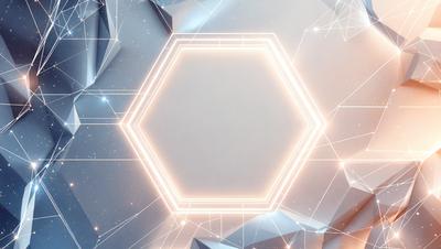 The primary subject of the image is a large, illuminated, geometric shape, possibly a hexagon or a circle, with a bright, white background. The setting appears to be a futuristic or digital environment, as the shape is surrounded by a pattern of lines and dots. The visual style of the image is a combination of digital art and illustration, creating a unique and captivating scene. The colors and mood of the image are predominantly white and bright, giving it a clean, modern, and futur