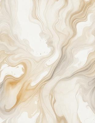 The primary subject of the image is a white and brown marbled wallpaper with a pattern of swirls and waves. The setting is a room with a white background, and the visual style appears to be a combination of a photo and a drawing. The colors and mood of the image are predominantly white and brown, creating a warm and natural atmosphere.
