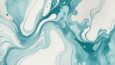 The primary subject of the image is a blue and white painting or drawing of a swirling, flowing design. The setting is a white background, which contrasts with the vibrant colors of the artwork. The visual style appears to be a combination of digital art and traditional painting techniques. The dominant colors are blue and white, creating a sense of calmness and tranquility.