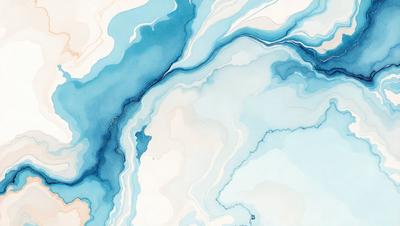The primary subject of the image is a painting of a blue and white ocean. The setting is a blue and white ocean with waves, and the visual style is a painting. The dominant colors are blue and white, creating a serene and calming atmosphere.